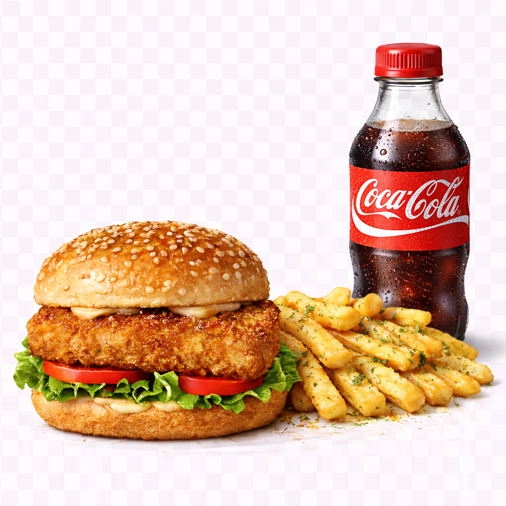 Crunch Burger + Garlic Fries + Soda 350ml