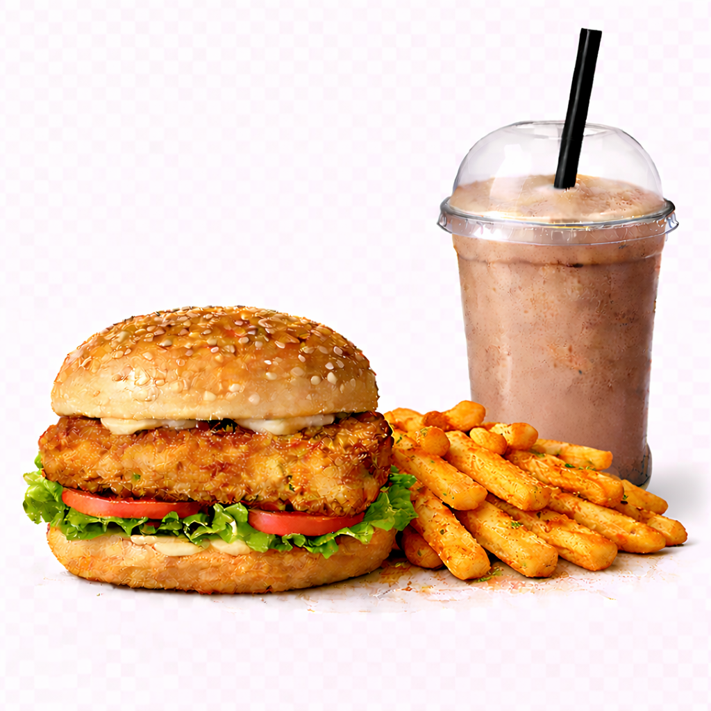 Crunch Burger + Seasoned Fries + Milkshake 500ml_0