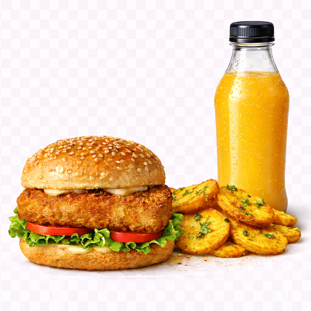 Crunch Burger + Bhajia + Juice 450ml_0