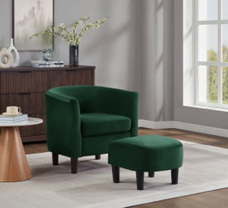 Emerald Green Accent Chair + Ottoman