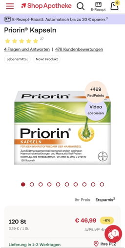 Priorin Capsules 120ڤیتامینی قژی پرۆرین 