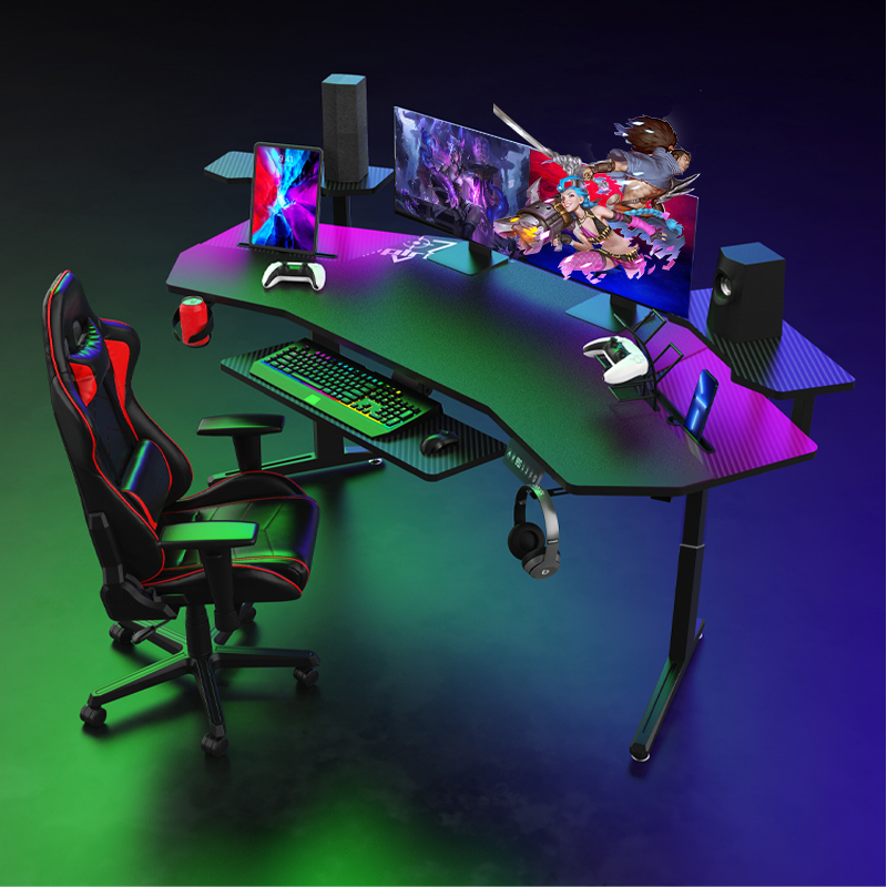 Mesa Gamer Ultimate Preta Grande  Ergonômico Elétrico Sit Stand Desk Motorizado Altura  Ajustável Confortável