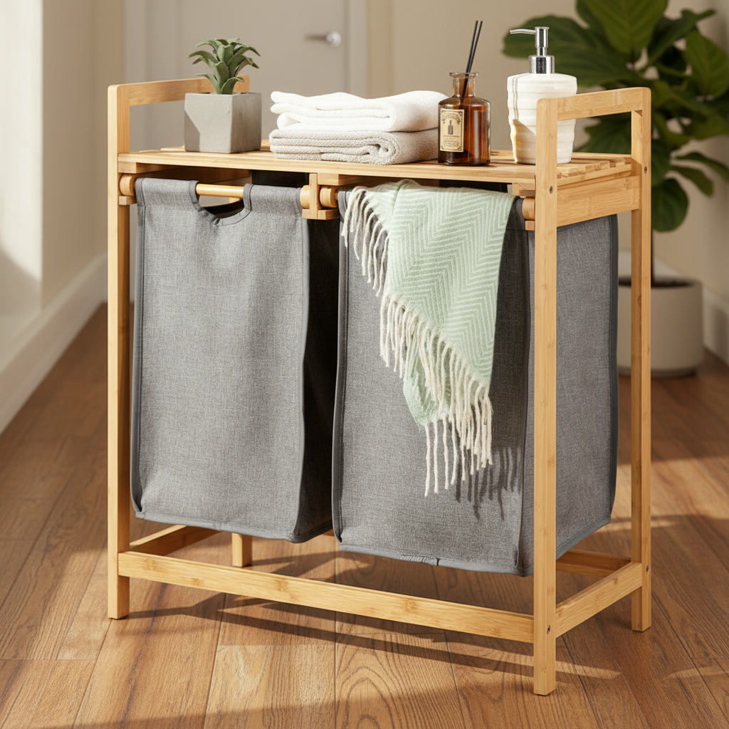 11100004 - DUAL COMPARTMENT LAUNDRY BASKET