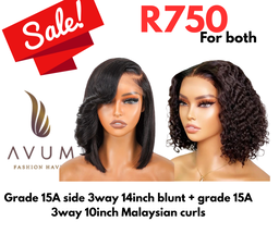 Straight 14inch blunt + 10inch Malaysian curls
