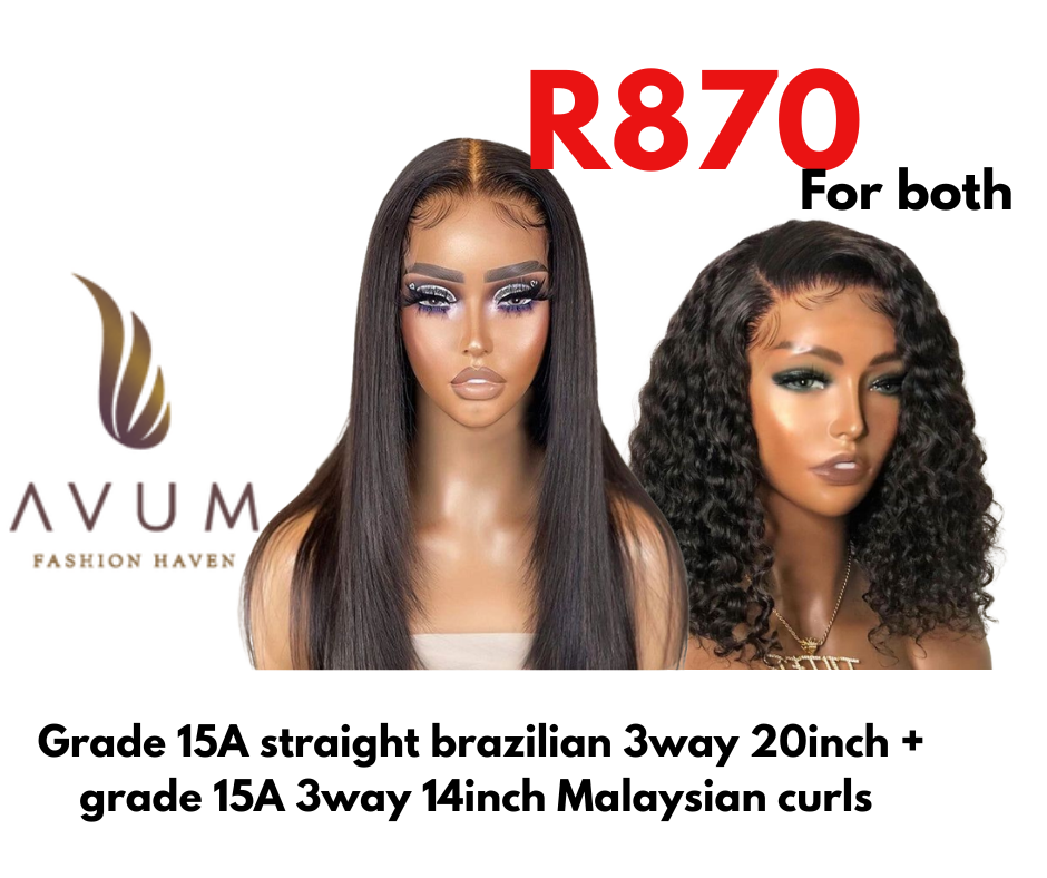 20inch 3way straight + 3way 14inch Malaysian curls