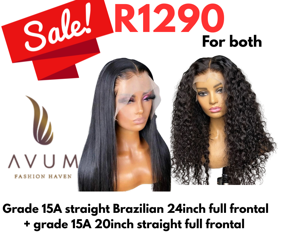 Full frontal straight 24inch + full frontal 20inch Malaysian curls