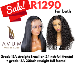 Full frontal straight 24inch + full frontal 20inch Malaysian curls