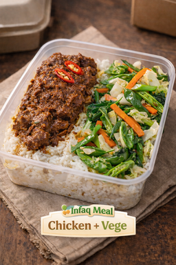Nasi Infaq (Daging Rendang + Sayur)