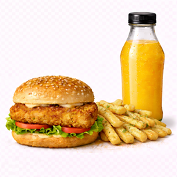 Crunch Burger + Garlic Fries + Juice 450ml