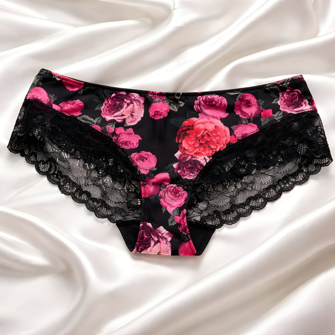 Floral black panty
