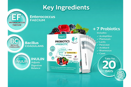 مكمل الباكتيريا النافعة + غذاء الباكتيريا للبطن البالوني وتحسين صحة القولون 
   MAYU | Probiotics + Prebiotics Suplement
