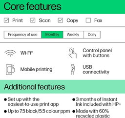 HP DeskJet 2810e All in One Printer I 'erfect for Home | Colour Wireless Print, Scan & Copy | 3 Months of free Instant Ink | Easy Setup & Reliable Wi-Fi White