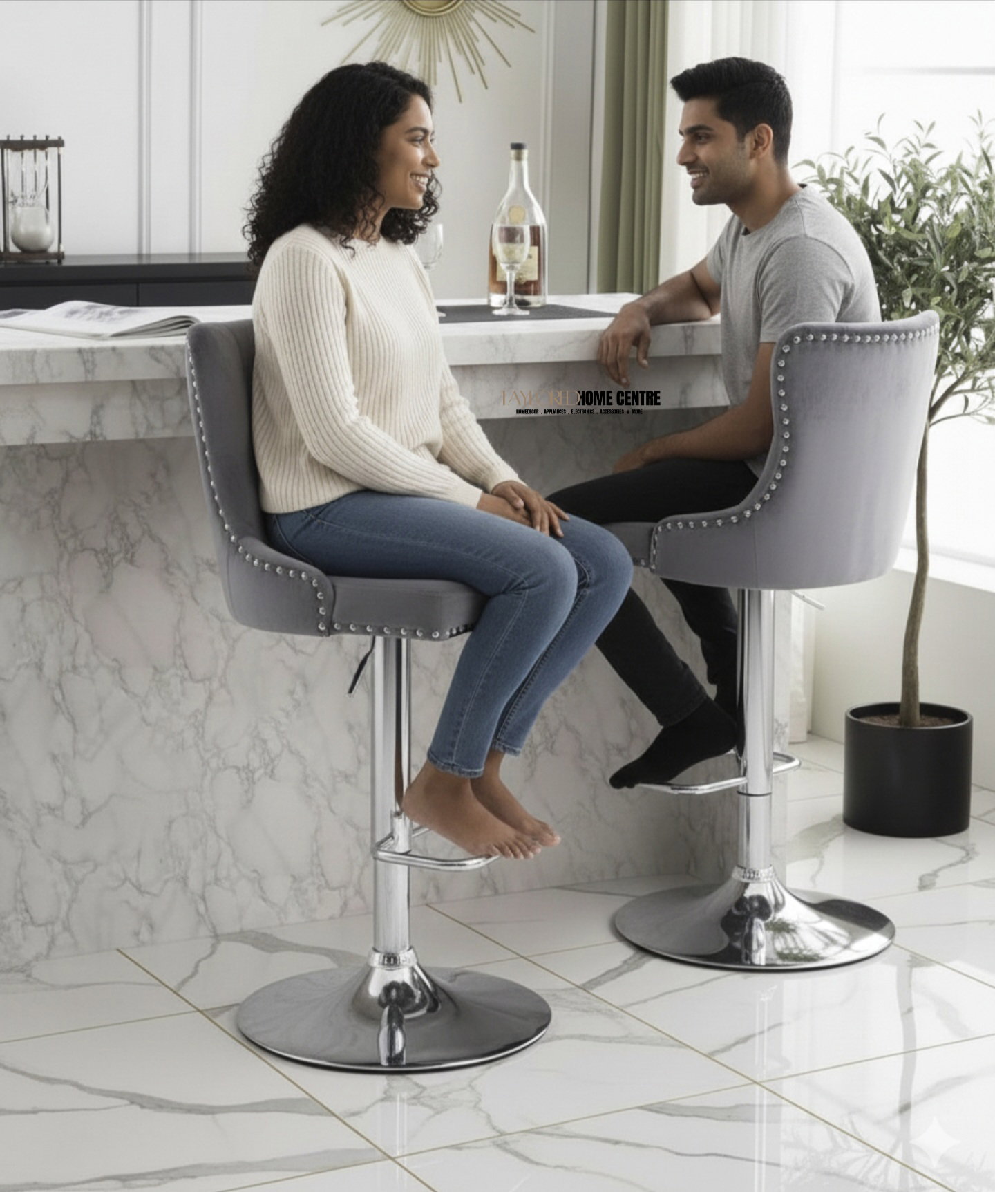 Velvet  Suede Bar Stools _2