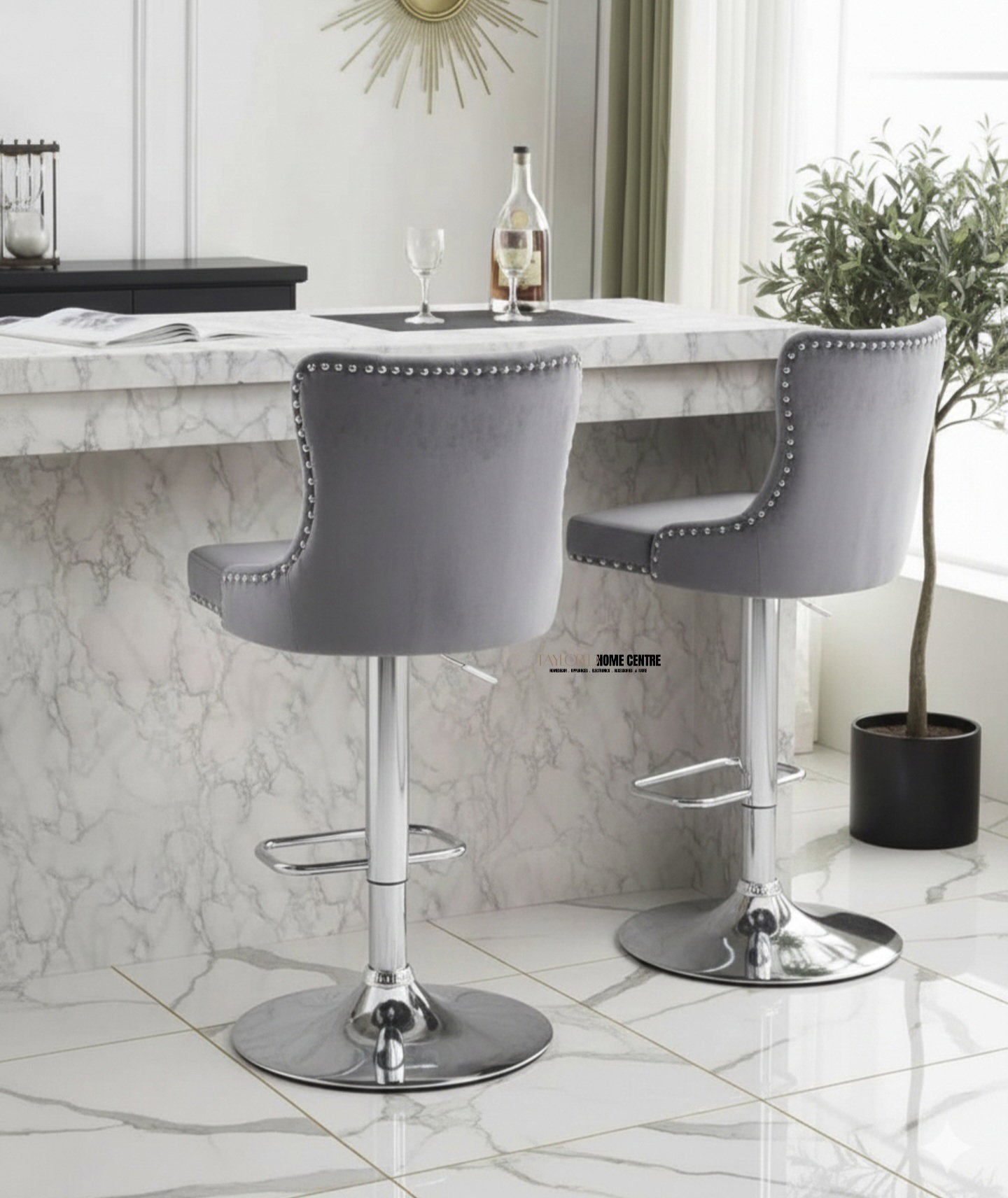 Velvet  Suede Bar Stools _1