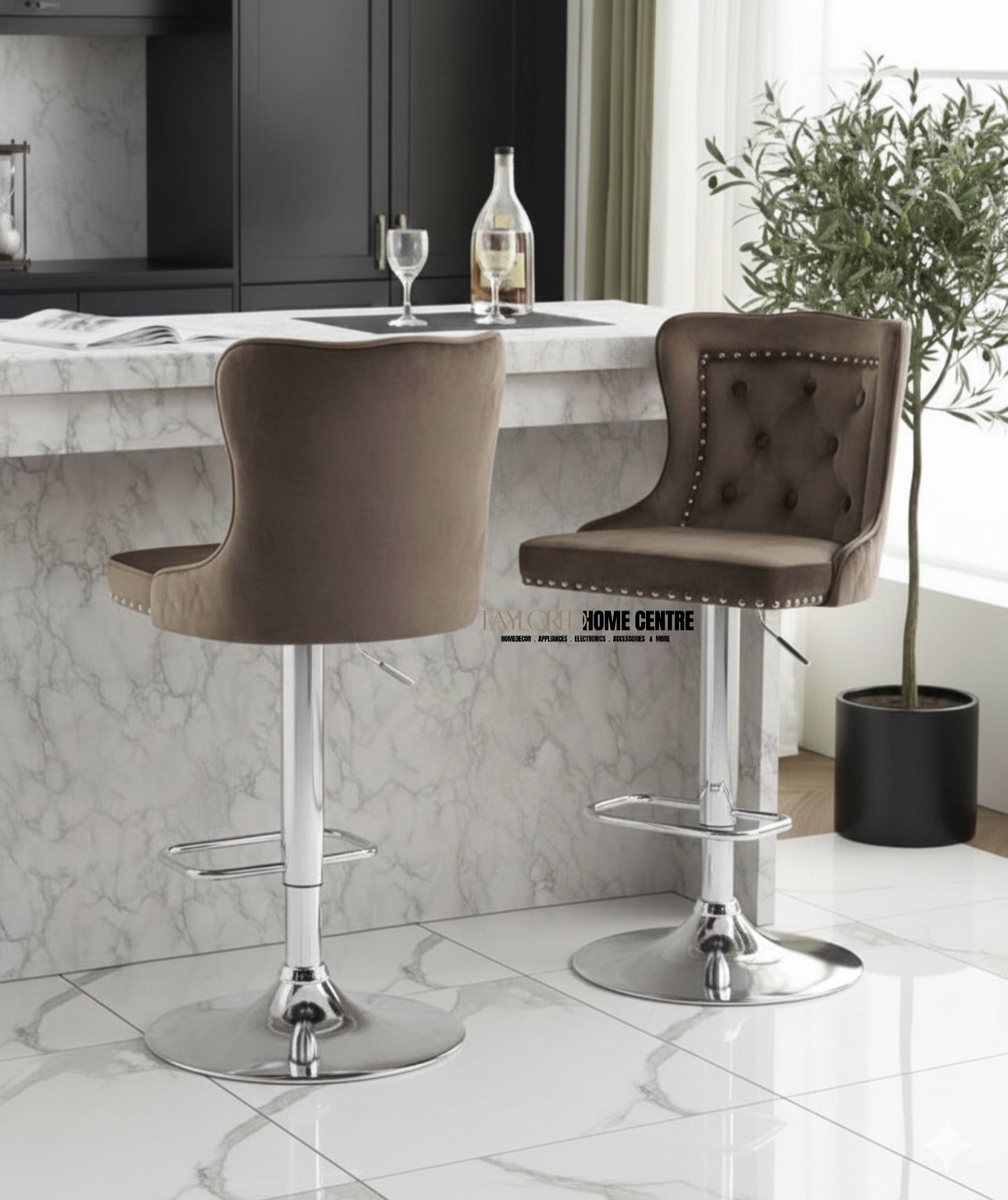 Velvet  Suede Bar Stools _4