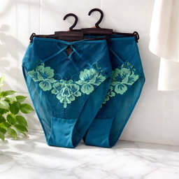 Ann Summers lace blue with green floral design 