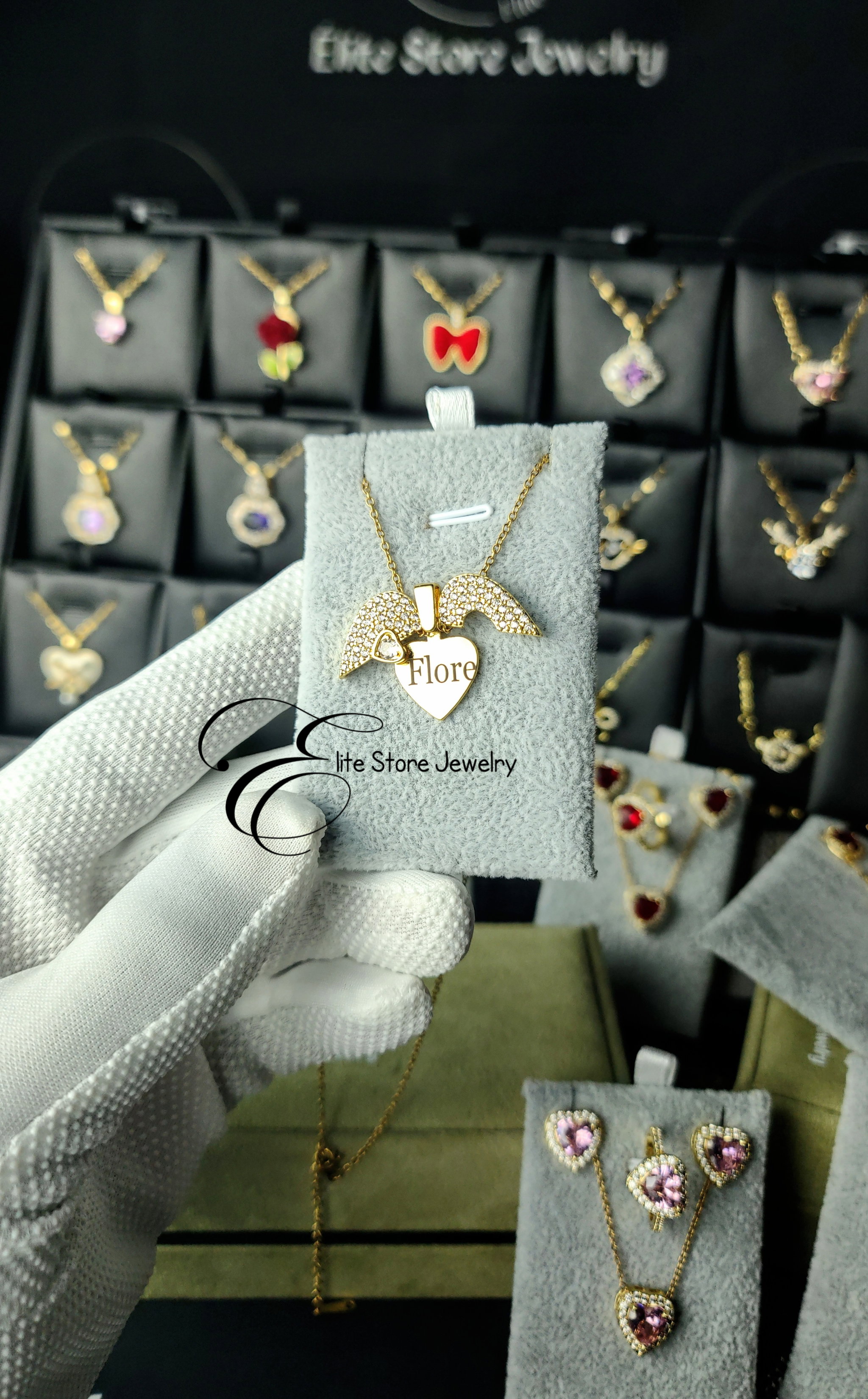 Collier Personnalisé modèle cœur et ailes _0