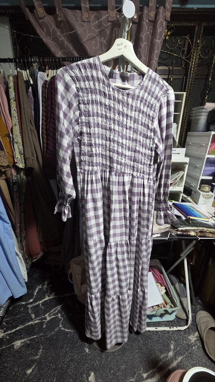 PL BIRUE BY NAD Checkered Purple White Dress_0