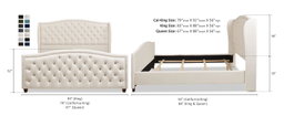  Jennifer Taylor Home  Marcella Upholstered Shelter Headboard Bed Set, King,Queen Sky Neutral Beige & Silver Grey Polyester