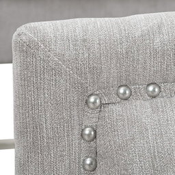  Jennifer Taylor Home  Marcella Upholstered Shelter Headboard Bed Set, King,Queen Sky Neutral Beige & Silver Grey Polyester