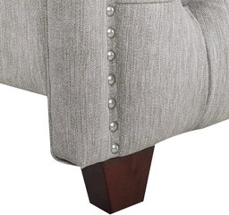  Jennifer Taylor Home  Marcella Upholstered Shelter Headboard Bed Set, King,Queen Sky Neutral Beige & Silver Grey Polyester