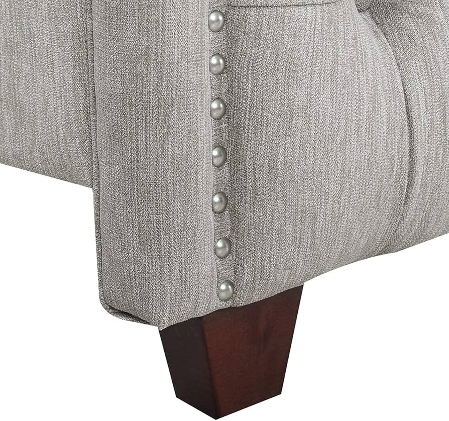  Jennifer Taylor Home  Marcella Upholstered Shelter Headboard Bed Set, King,Queen Sky Neutral Beige & Silver Grey Polyester_7