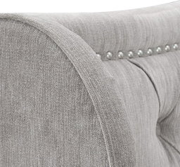  Jennifer Taylor Home  Marcella Upholstered Shelter Headboard Bed Set, King,Queen Sky Neutral Beige & Silver Grey Polyester