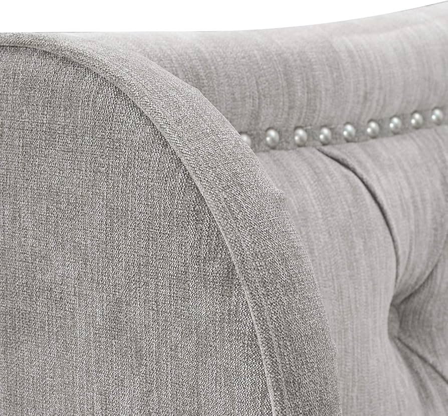  Jennifer Taylor Home  Marcella Upholstered Shelter Headboard Bed Set, King,Queen Sky Neutral Beige & Silver Grey Polyester_10