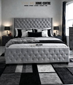 Jennifer Taylor Home Brooklyn  Grey Velvet King Upholstered Panel Bed