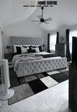 Jennifer Taylor Home Brooklyn  Grey Velvet King Upholstered Panel Bed