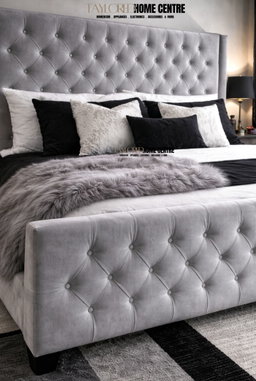 Jennifer Taylor Home Brooklyn  Grey Velvet King Upholstered Panel Bed