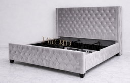 Jennifer Taylor Home Brooklyn  Grey Velvet King Upholstered Panel Bed