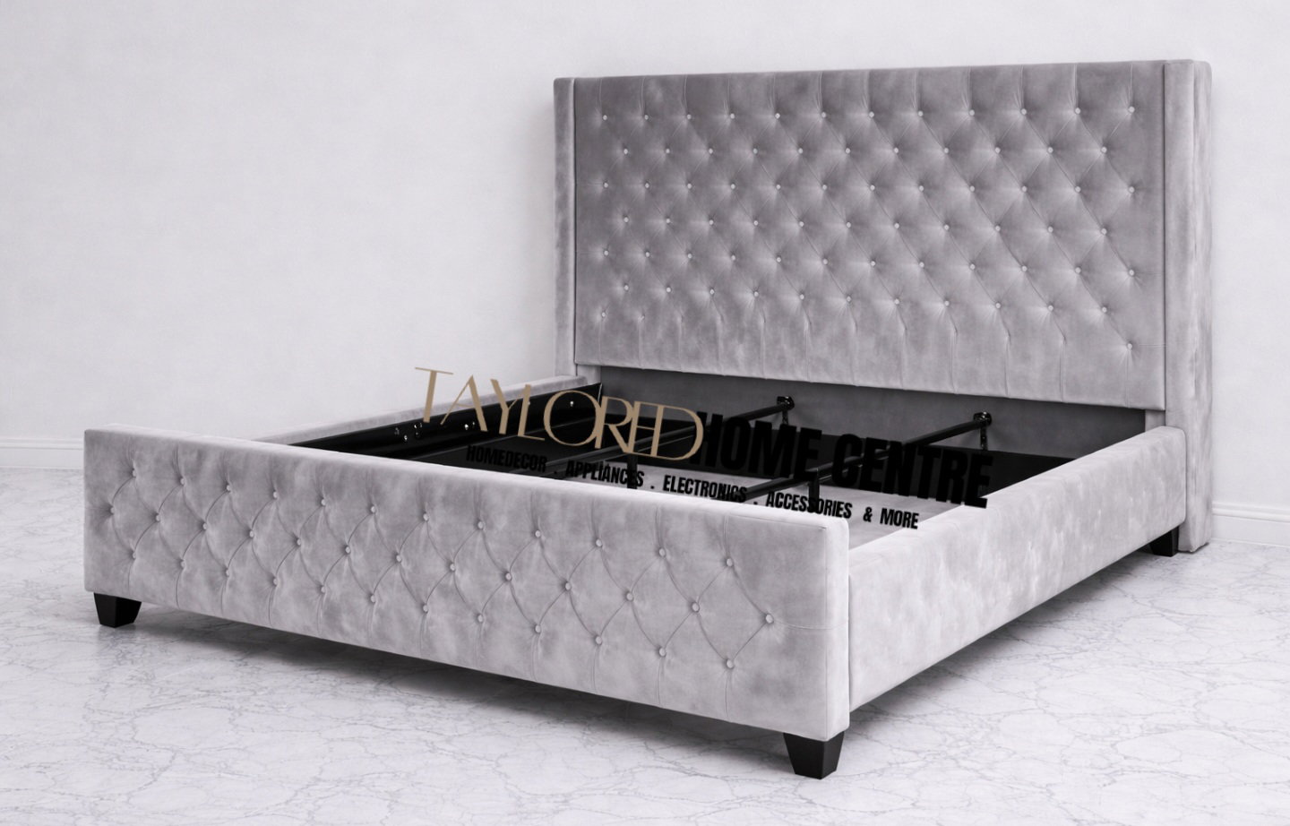Jennifer Taylor Home Brooklyn  Grey Velvet King Upholstered Panel Bed_3