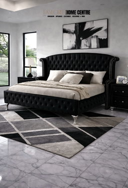 Deanna Diamond Upholstered Eastern Wingback Bed 