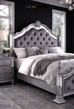 Furniture of America Viktoria Traditional Wood King & Queen Poster Bed in Black & Grey