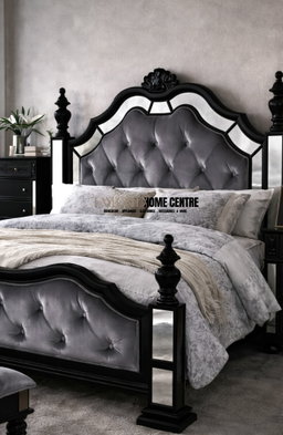 Furniture of America Viktoria Traditional Wood King & Queen Poster Bed in Black & Grey