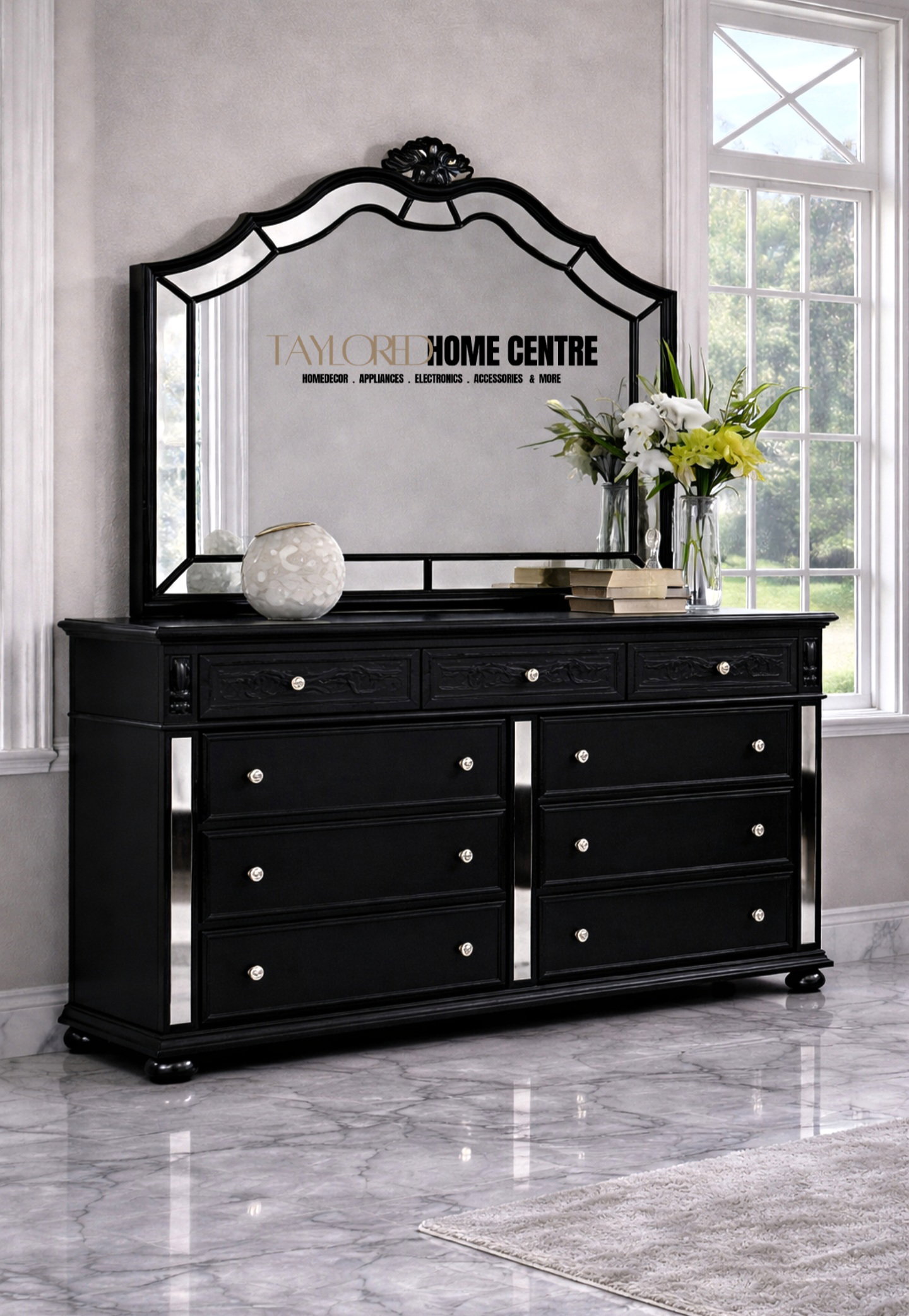 Furniture of America Viktoria Traditional Wood King & Queen Poster Bed in Black & Grey_2