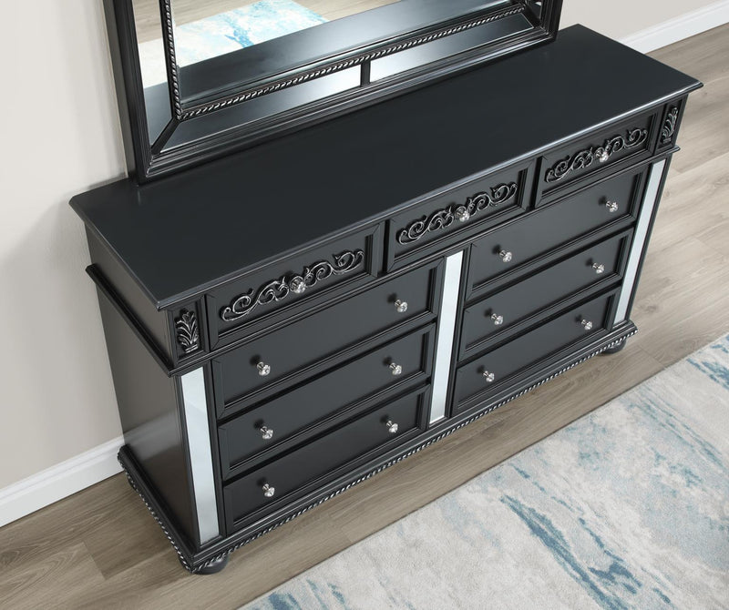 Furniture of America Viktoria Traditional Wood King & Queen Poster Bed in Black & Grey_13
