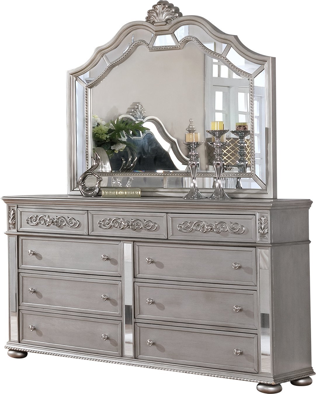 Furniture of America Viktoria Traditional Wood King & Queen Poster Bed in Black & Grey_9