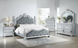 Furniture of America Viktoria Traditional Wood King & Queen Poster Bed in Black & Grey