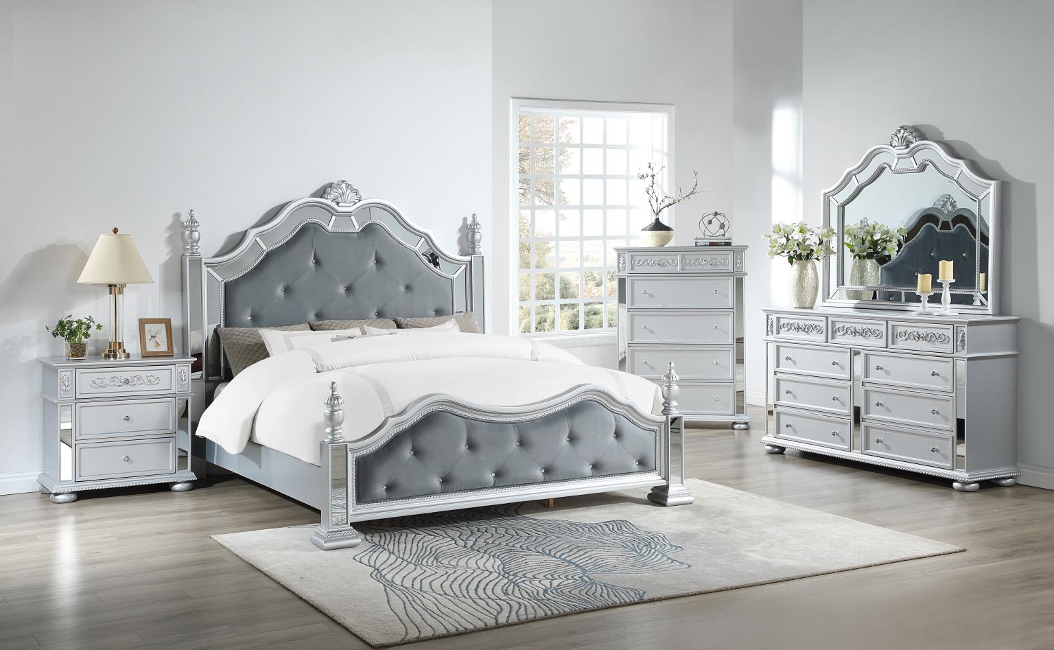 Furniture of America Viktoria Traditional Wood King & Queen Poster Bed in Black & Grey_14