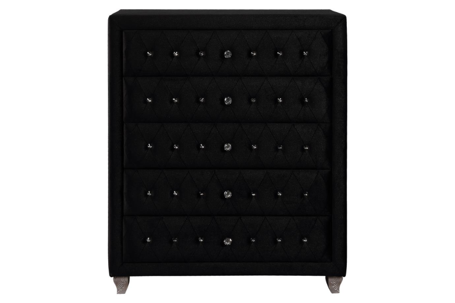 Deanna Diamond Upholstered Eastern Wingback Bed _12
