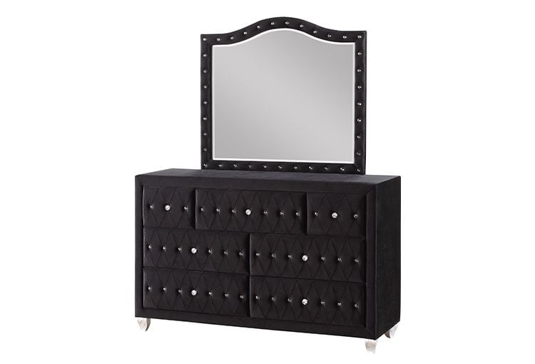 Deanna Diamond Upholstered Eastern Wingback Bed _5