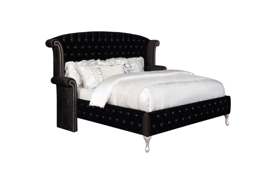 Deanna Diamond Upholstered Eastern Wingback Bed _10