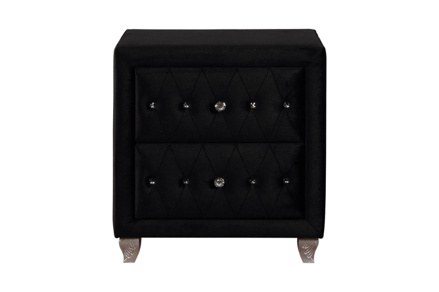 Deanna Diamond Upholstered Eastern Wingback Bed _14
