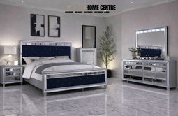 Mairead - 4 Piece King Bedroom Set - Silver / Navy