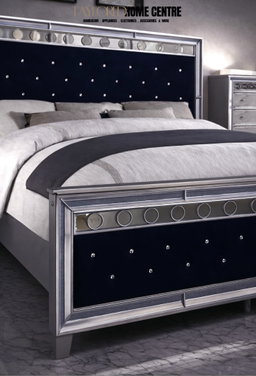 Mairead - 4 Piece King Bedroom Set - Silver / Navy
