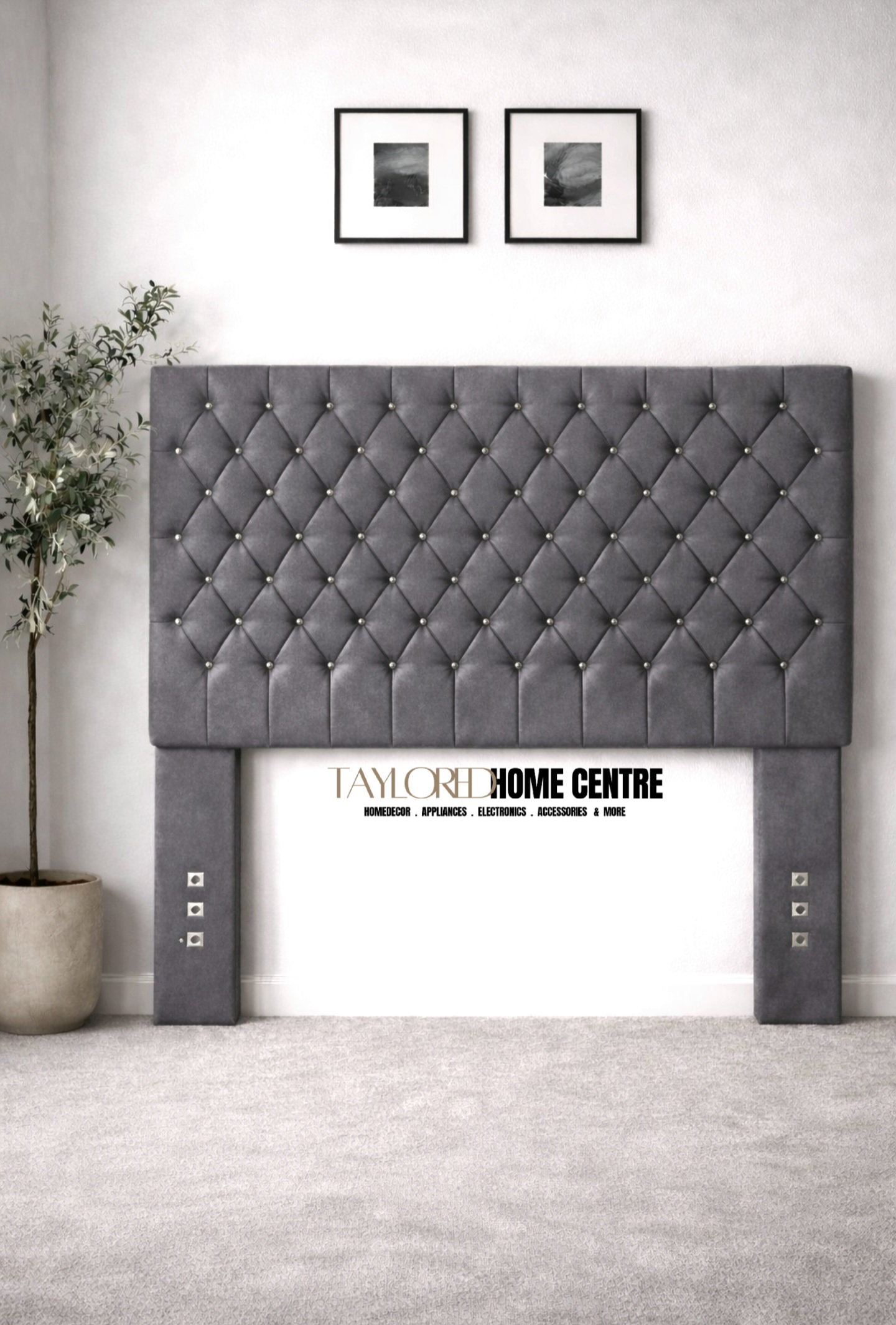 Upposted Headboard Size KING & QUEEN (Available In Black, White, Grey & Brown_2