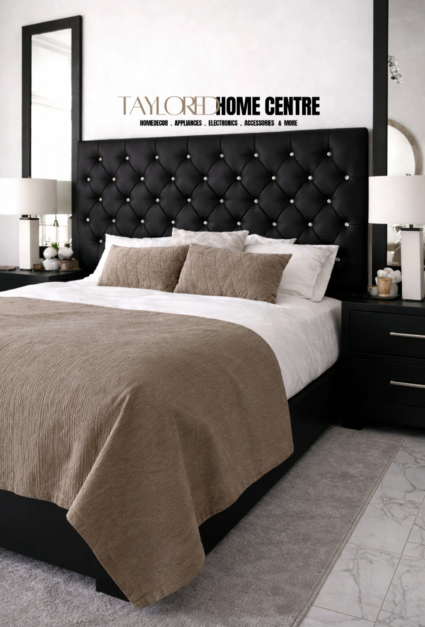 Upposted Headboard Size KING & QUEEN (Available In Black, White, Grey & Brown_6