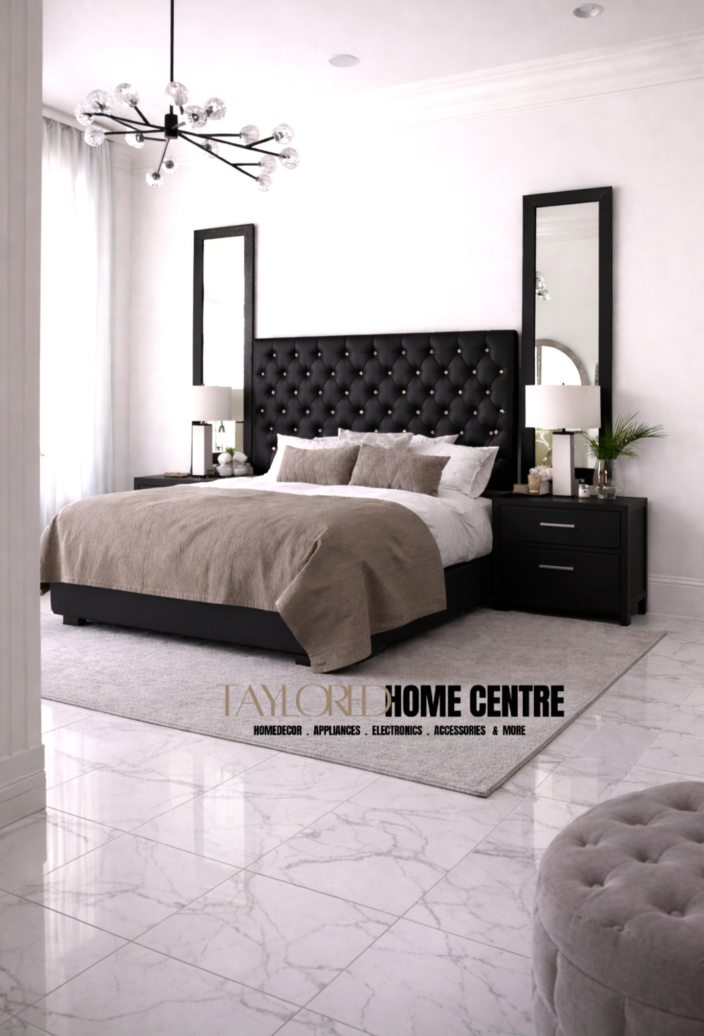 Upposted Headboard Size KING & QUEEN (Available In Black, White, Grey & Brown